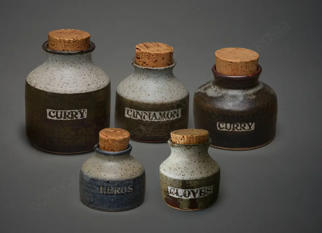 Len Castle (1924-2011), five stoneware spice jars - c.1970, Image 1++